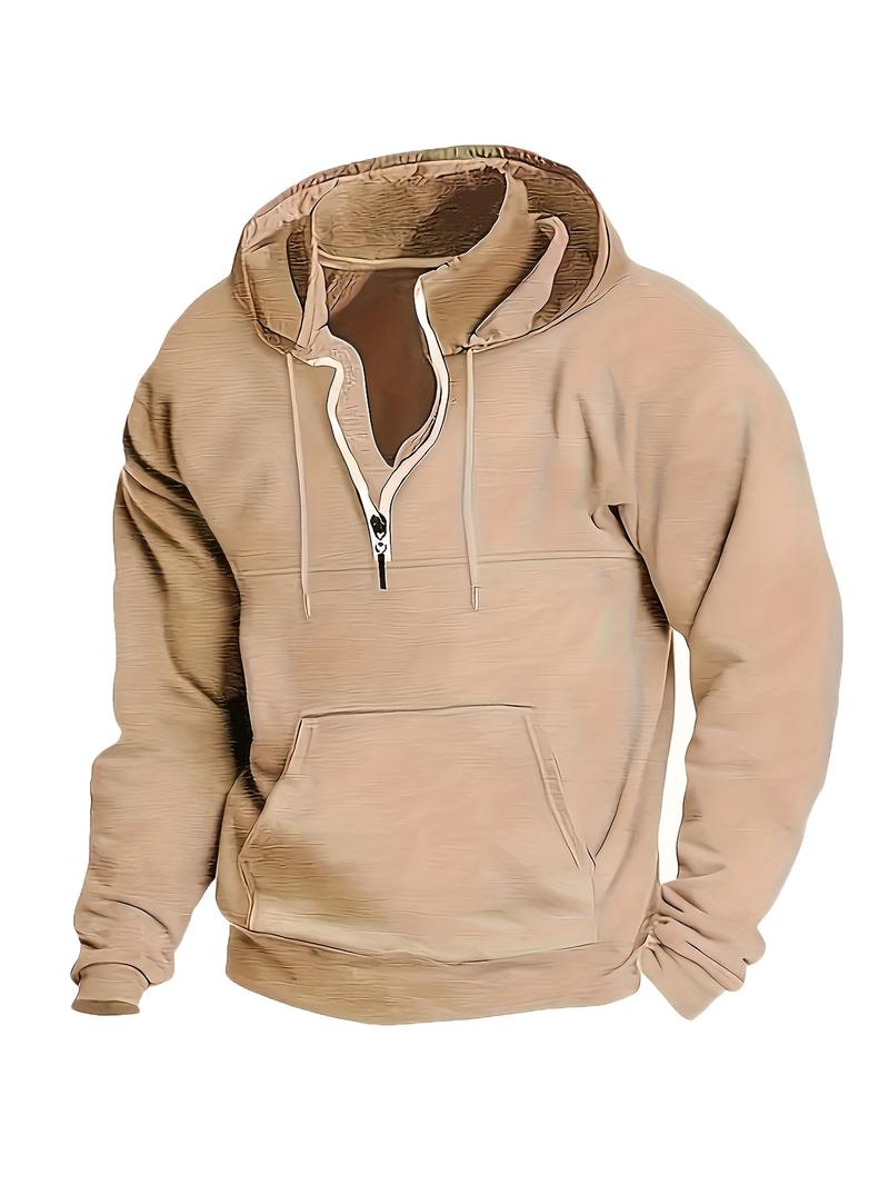 [Winter Warm Hoodie] Men's Heavyweight Hooded Sweatshirt - Winter Warm Pullover Hoodie, Casual Gym & Casual Attire, Machine Washable Solid Color Long Sleeve Hoodie for Men, Training & Outdoor Activities (Regular Fit, Autumn/Winter) - No Belt Loops/Ties
