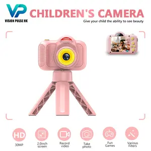 2026 Portable Kids Digital Camera 1080P Video Cam, Selfie Lens Attached, Self Portrait Shot with Funny Frame Mirror Filter Effects, Classic Mini Games, MP3 Music Playback, Adjustable Cycle Record, Multi-Language Support, Optional 8GB/32GB/64GB Memory Card
