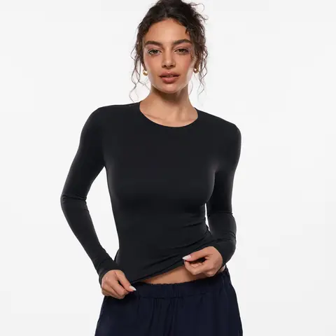 INLYRIC Women's Long Sleeve T-Shirts Crew Neck