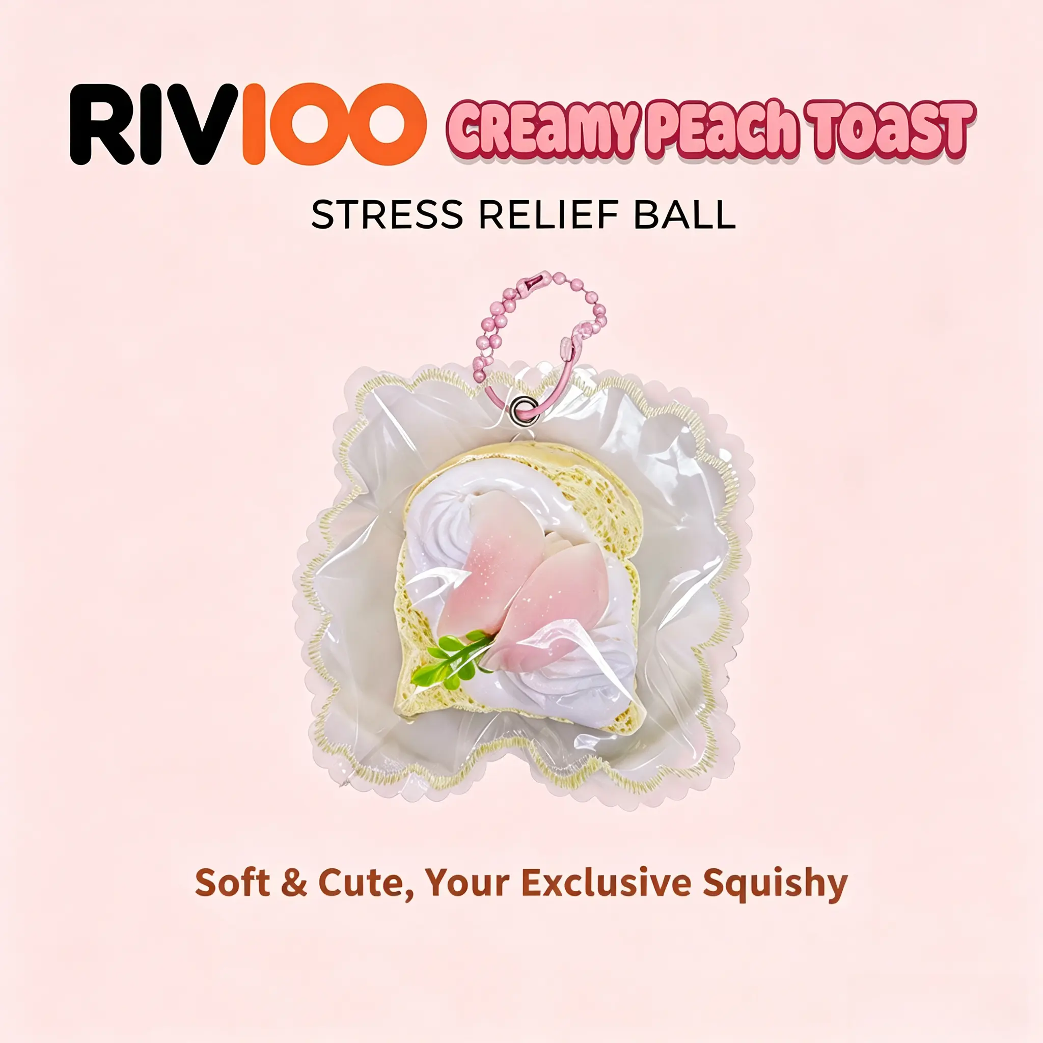 RIVIOO Silicone Pinch Cream Boutique Peach Toast Sew Edge Decompression Toy Pinch Le Decompression Toy