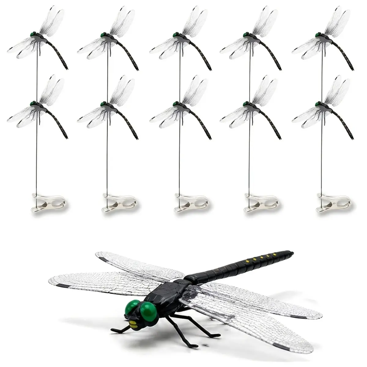 20 Pcs Fake Dragonfly Clips, Fly Repellent Clip, for Repelling Bugs, 3D Realistic Dragonfly Hat Clip for Deterring Wasps Horseflies Mosquitoes, Outdoor Camping Fishing Yard Garden Decor Ornaments