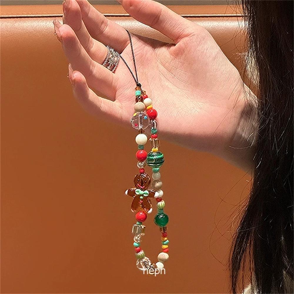 Cute Christmas Phone Chain Pendant Wrist Strap Anti-lost Lanyard Festival For iPhone Decorative Strap Bracelet Phone Accessories