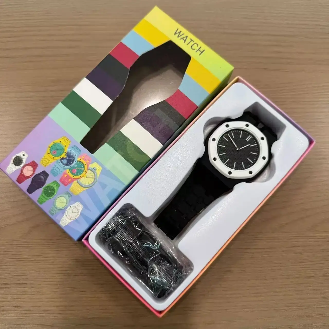 Unisex Fashion 2026 New Model 2-in-1 Quartz Watch Set, Octagonal Design, Ceramic Strap & Frame, Fashion Accessory Gift Set