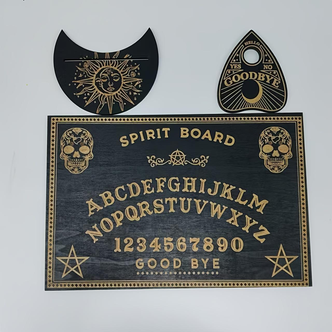 Vintage Halloween Spirit Board Set, 1 Set Wooden Ouija Board Kit, Planchette for Divination, Party Games, and Supernatural Art Display