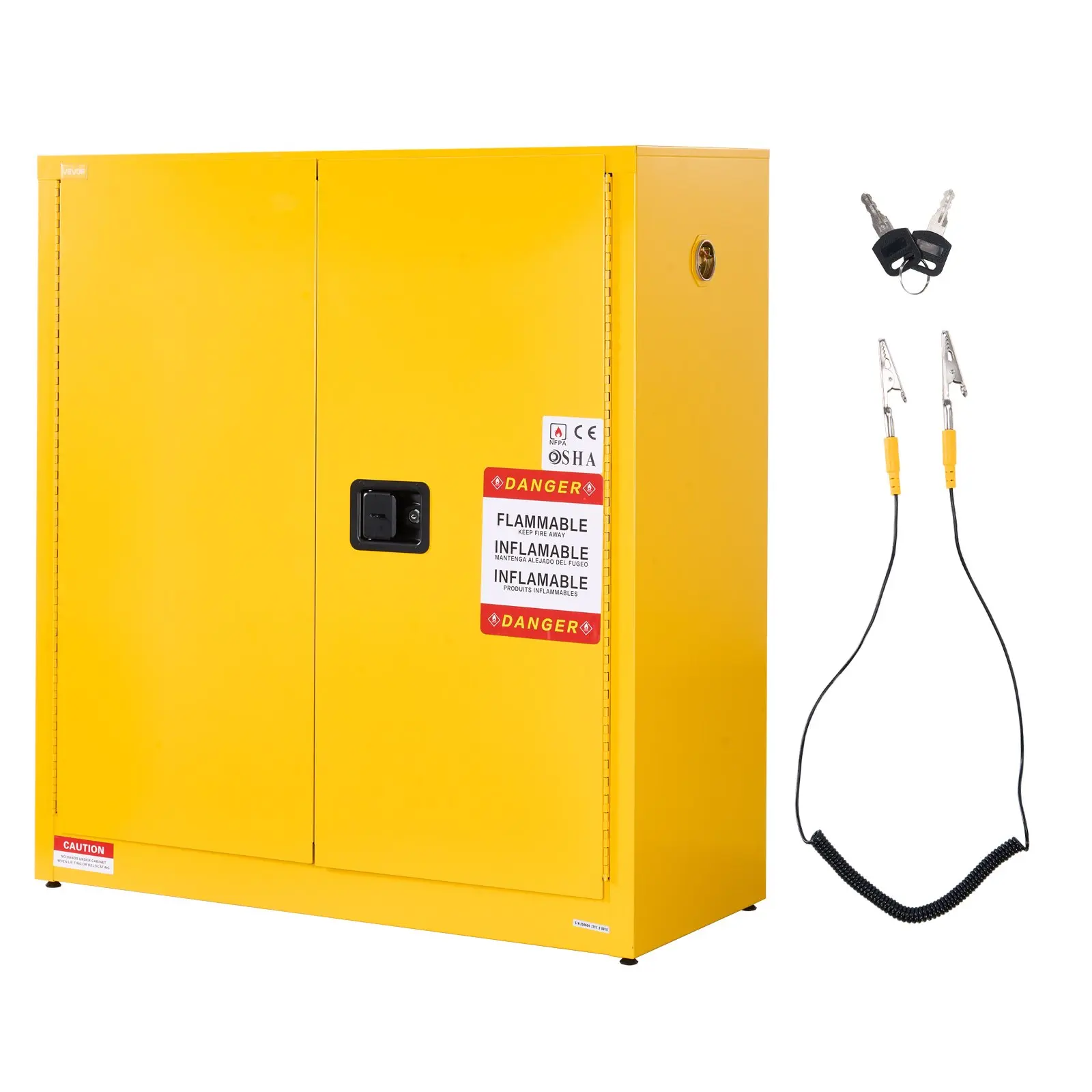 VEVOR Flammable Cabinet, 43.0x 18.1x 46.4 Inch, 29 Gallon Flammable Storage Cabinet with Adjustable Shelf, Cold-Rolled and Galvanized Steel Fire Cabinets, for Commercial Industrial Home Use, Yellow