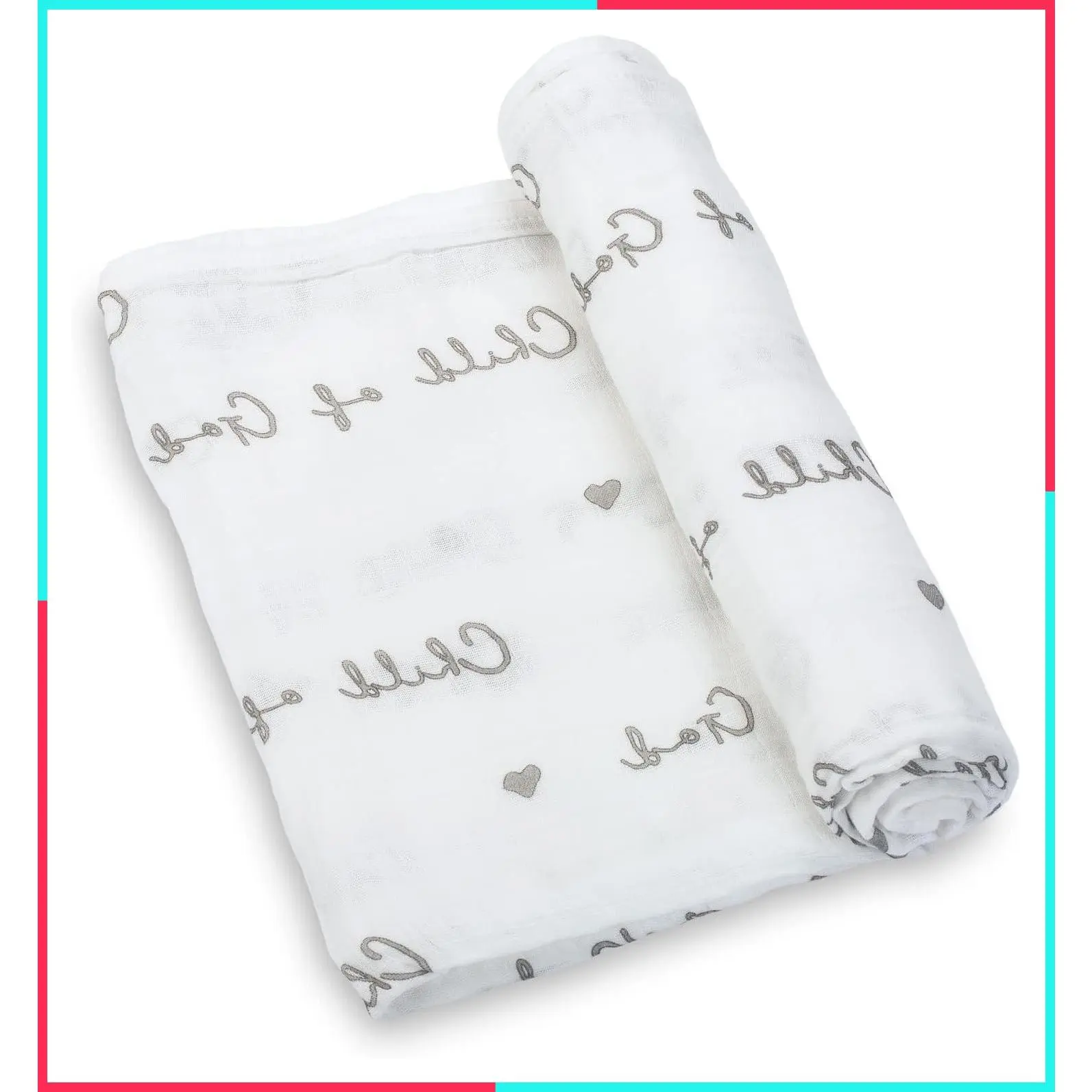 100% Organic Cotton Muslin Swaddle Blankets, Soft Baby Receiving Blanket