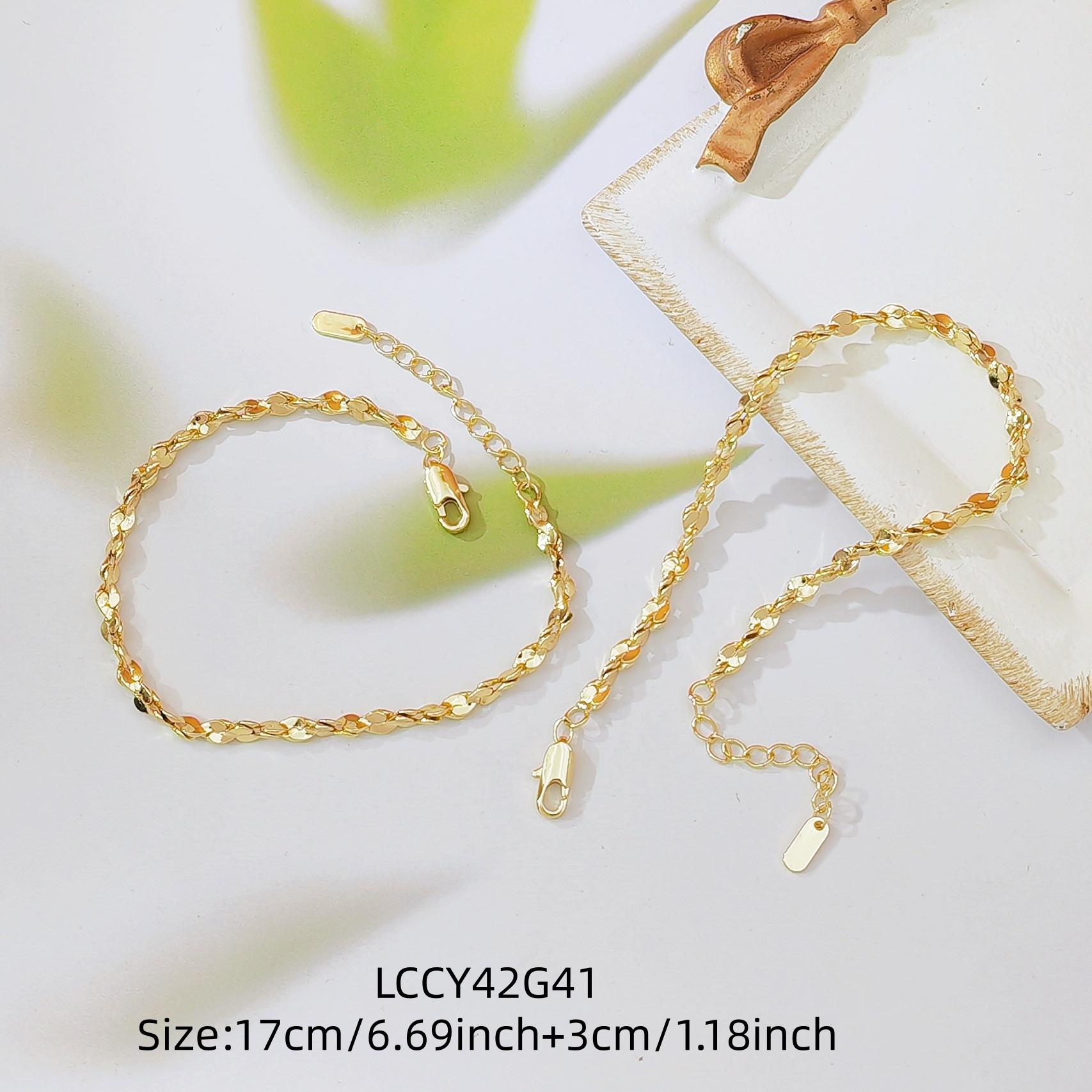 Gold Plated Wavy Link Chain Bracelet, Minimalist Punk Style Brass Bracelet for Women, Simple Edgy Design, Trendy Fashion Jewelry Lightweight & Stackable for Daily Wear, Street Style & Parties