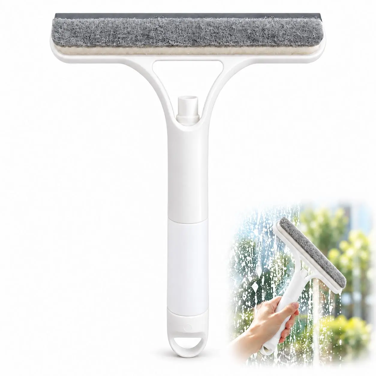 Cochildor 3-in-1 Multi-Functional Cleaning Scraper and Squeegee with Removable Microfiber Cloth, Heavy-Duty Plastic Water Wiper for Bathroom Mirrors, Windows, Glass Doors, and Kitchen Cleaning, Manual No-Power Household Cleaning Tool