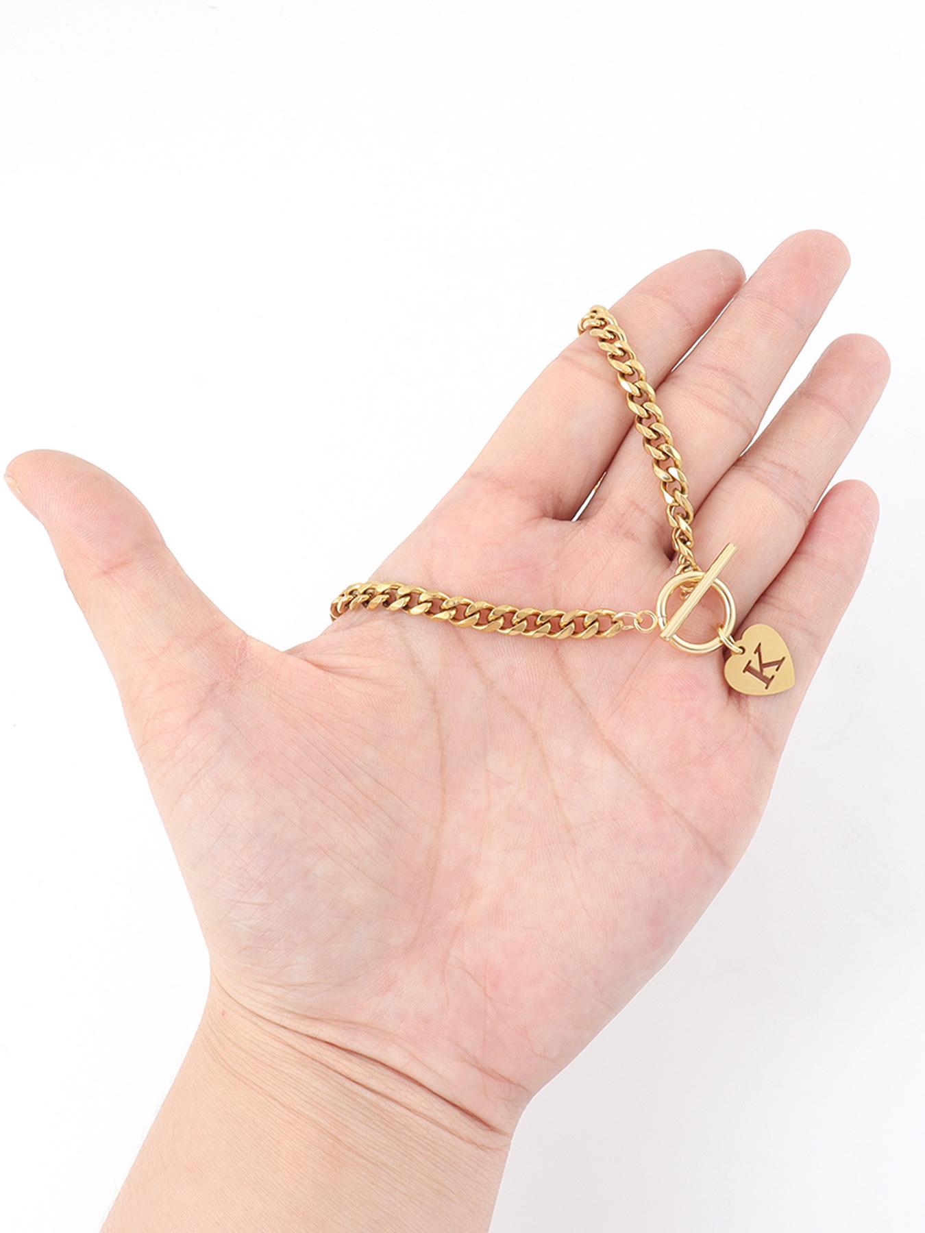 Heart Shaped Initial Necklace, Stainless Steel Jewelry for Party, Daily Clothing Decor, Trendy All-match & Exquisite Jewelry for Birthday Gift, Love Heart Necklace