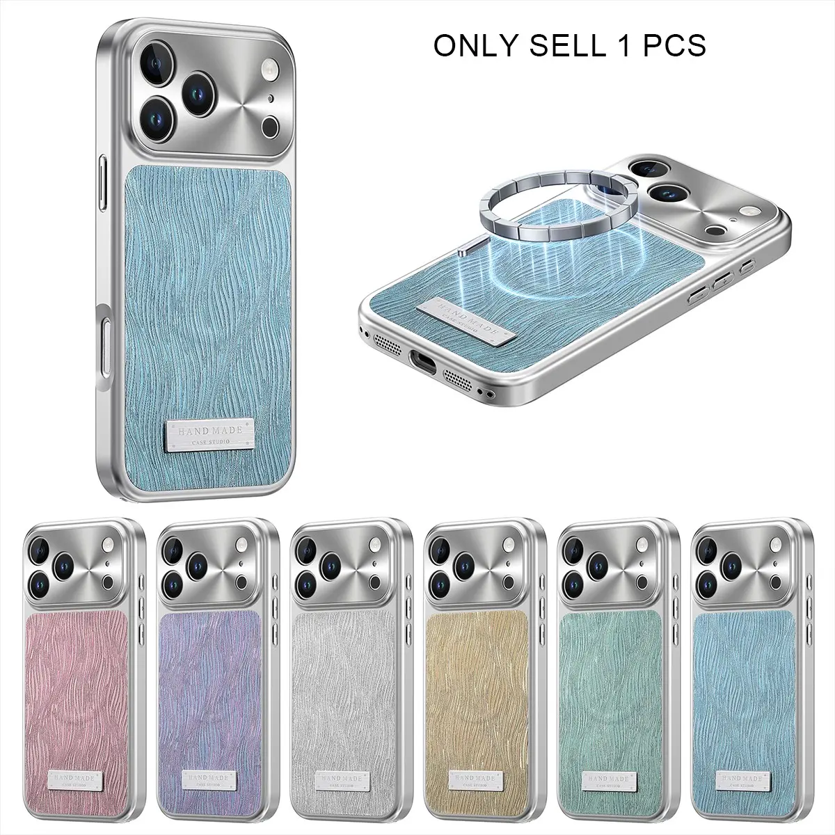 iPhone 13-17 PU Leather Case with Glitter Card Holder, Magsafe Wireless Charging, ID & Credit Card Slot, Gradient Colors