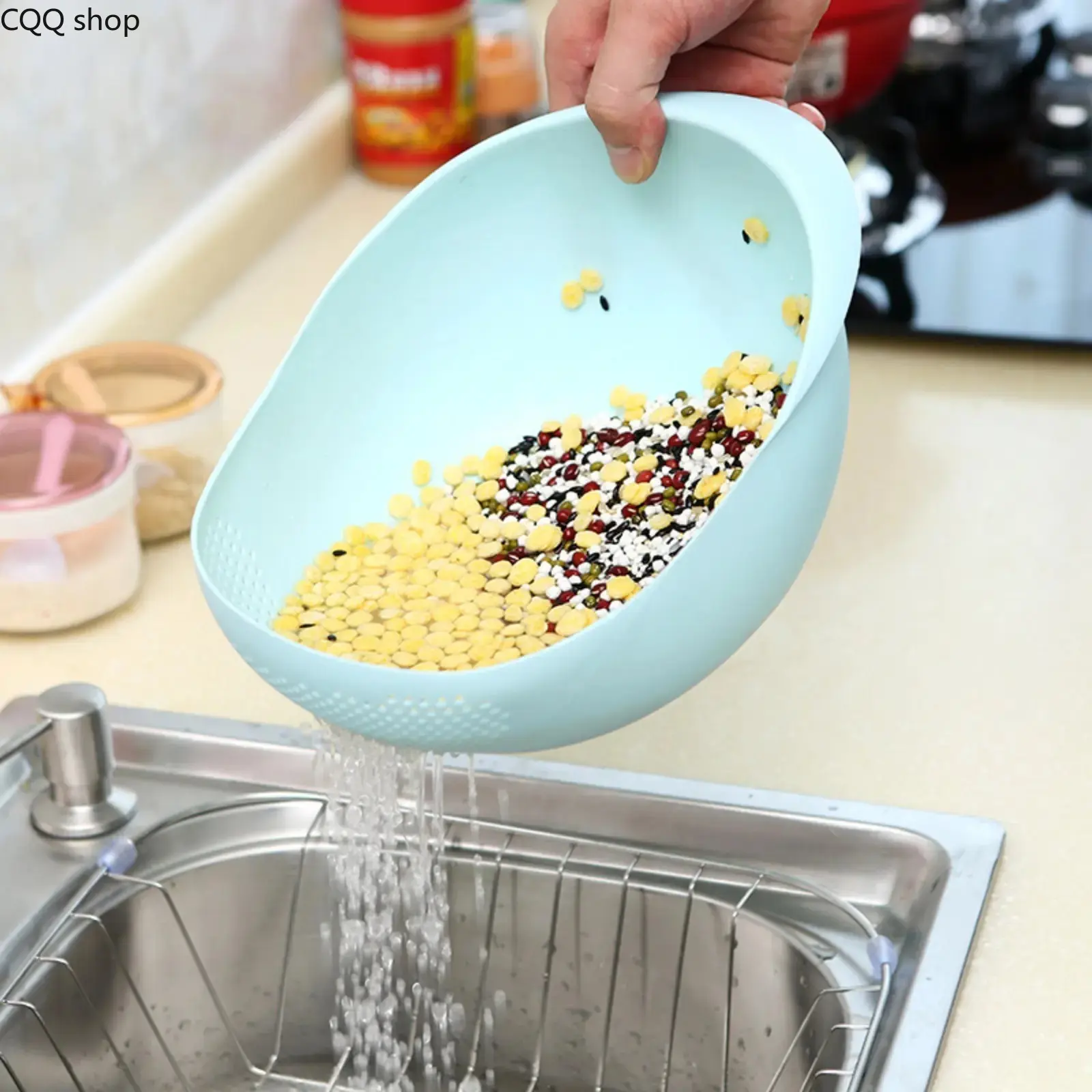 1Pcs-2Pcs Small Metal Compact Multi-Use Kitchen Drain Basket Basin, Mini Colander Strainer for Rice Wash & Food Prep, Practical Household Kitchen Accessory