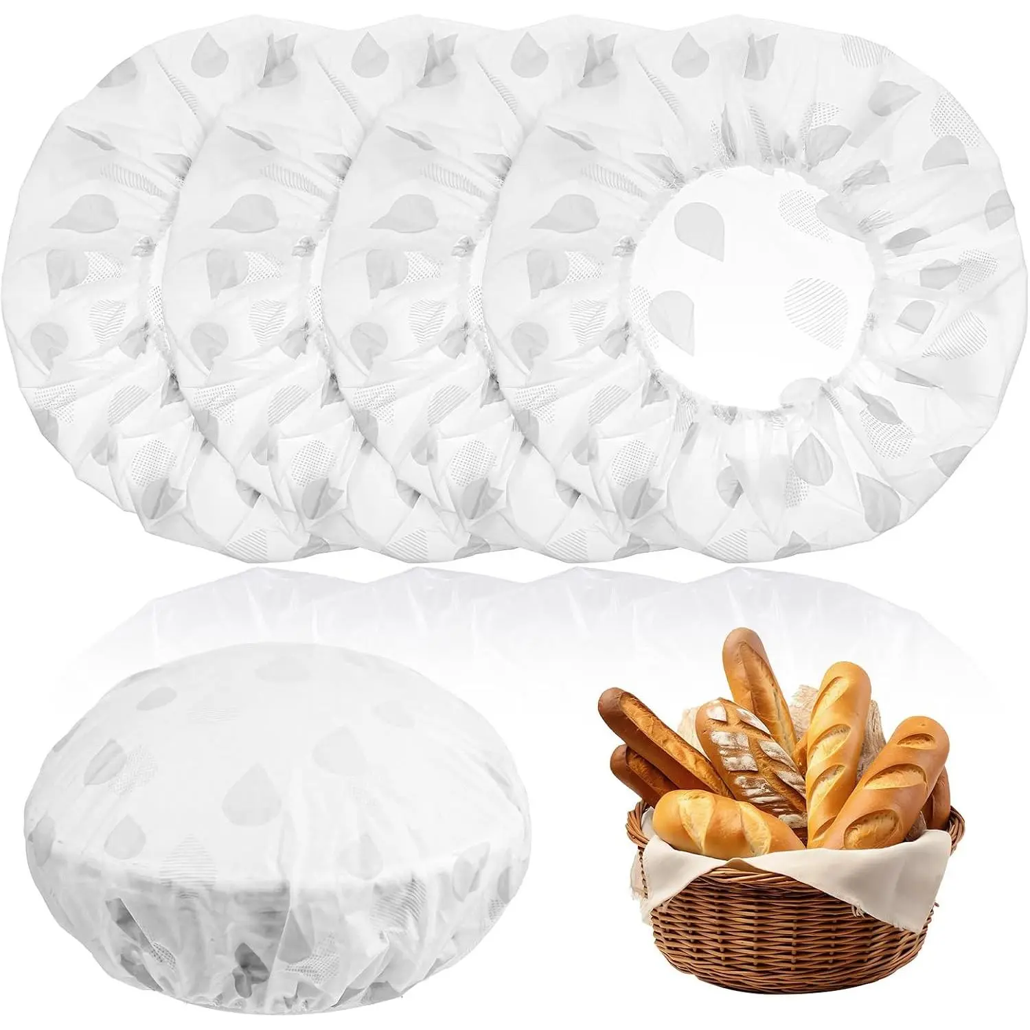 4 count Bowl Covers for Bread Proofing,  Bowl Covers, 12" Elastic EVA Sourdough Bread Cover Adjustable Elastic BowlsCover,  Breads Cover for Rising Round/Oval Banneton Baskets