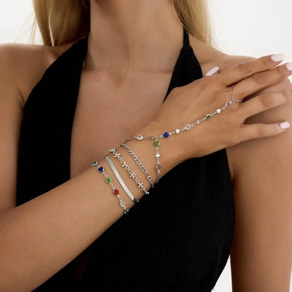 Vintage Boho Chic Interlocking Bracelets Set for Unisex Adults, Colorful Crystal Stackable Fashion Jewelry, Ideal Birthday Holiday Vacation Gift