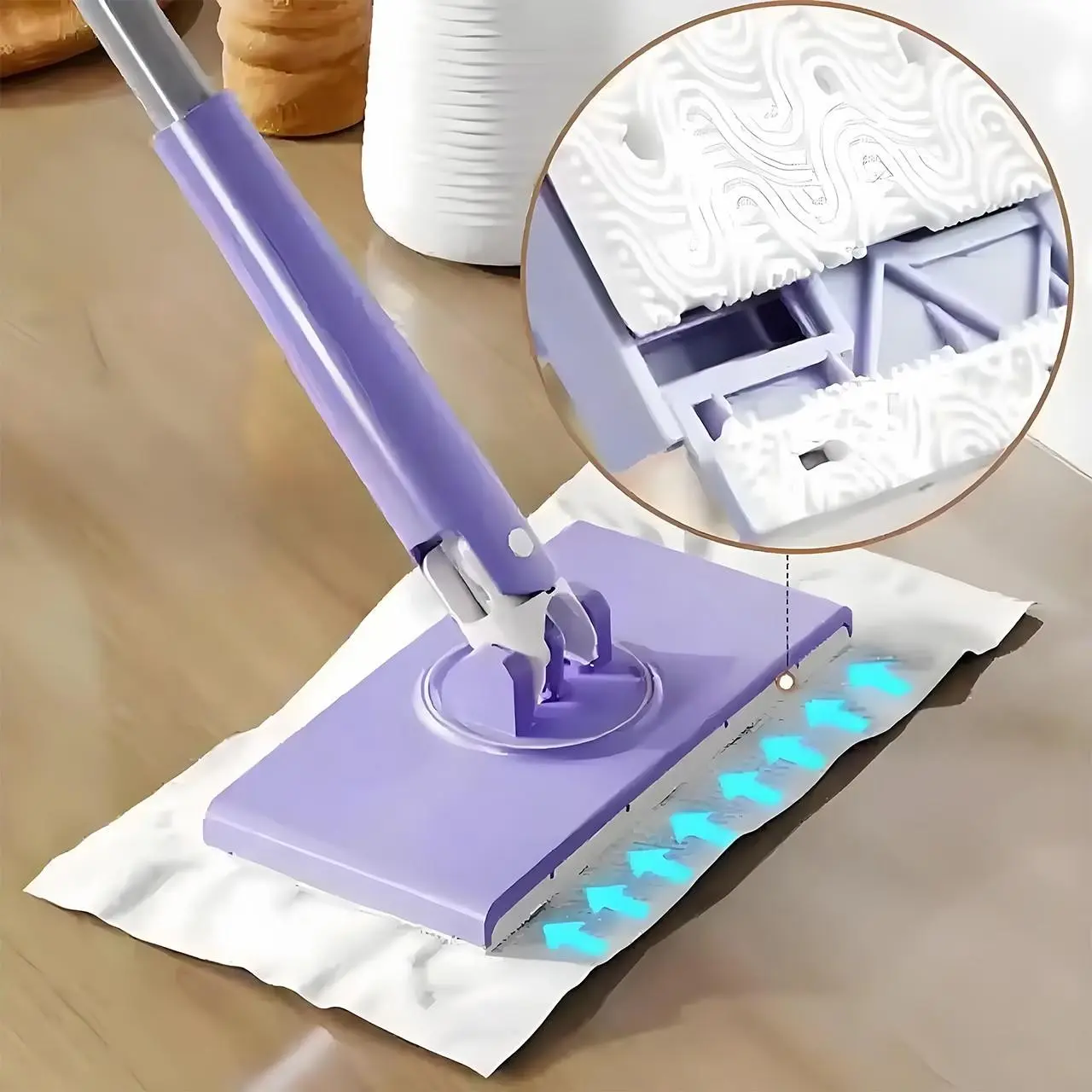 Reusable Press-Type Floor Mop, Floor Cleaner Mop, Multi-Purpose Wet/dry Cleaning Tool, Ideal for Kitchen, Bathroom, Windows, Floors, Wall Cleaning