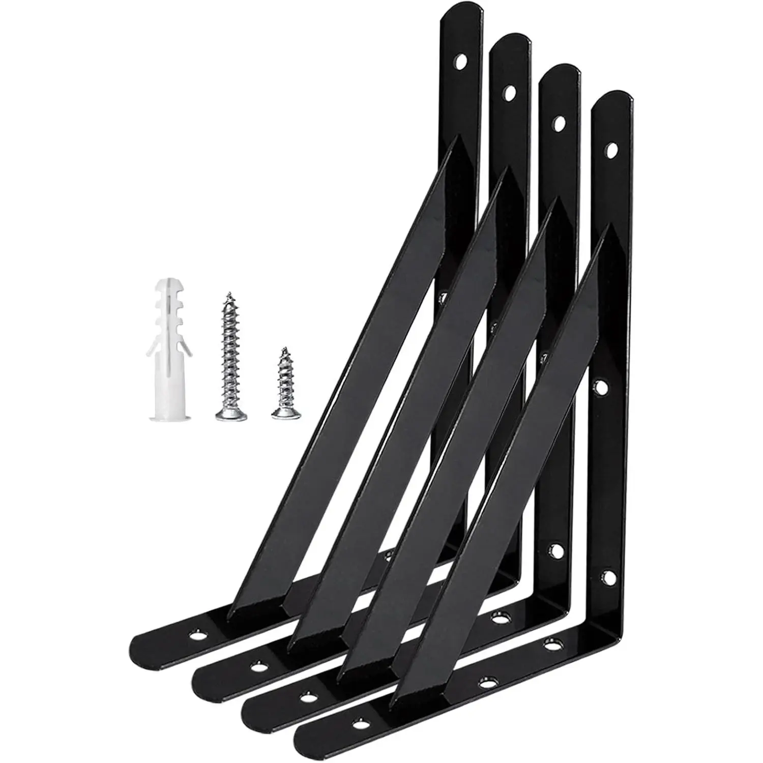 Heavy Duty Shelf Brackets, 8 in X 5 in L Brackets Heavy Duty Floating Shelf Brackets,Wall Shelf Brackets Wall Mount L Steel Bracket for Shelves, Black