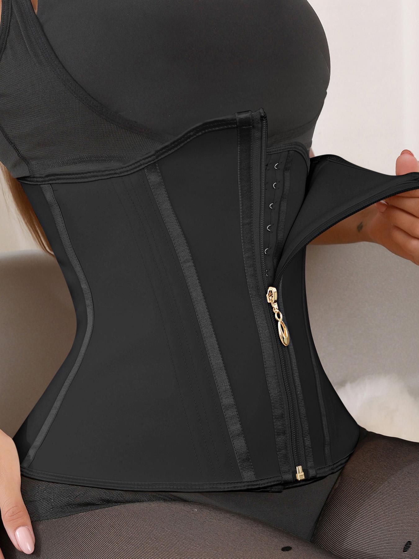 Women's Solid Zipper Front Waist Trainer, High Stretch Tummy Control Shaper, Tummy Tuck Shaper for Postpartum Recovery, High Waisted Shapewear, High Compression Shapewear, Women's Shapewear for Daily Wear, High Waist Shaping, Shapewear Body Sculpting