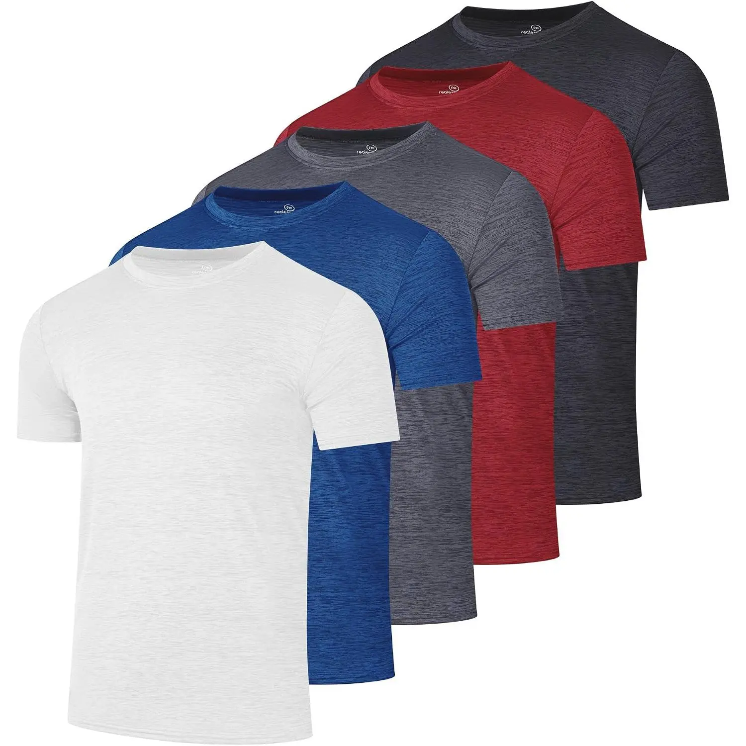 5 Pack Boys' Dry Fit Athletic T-Shirts, Short Sleeve Quick Dry Moisture Wicking Performance Tees for Youth, Sports & School
