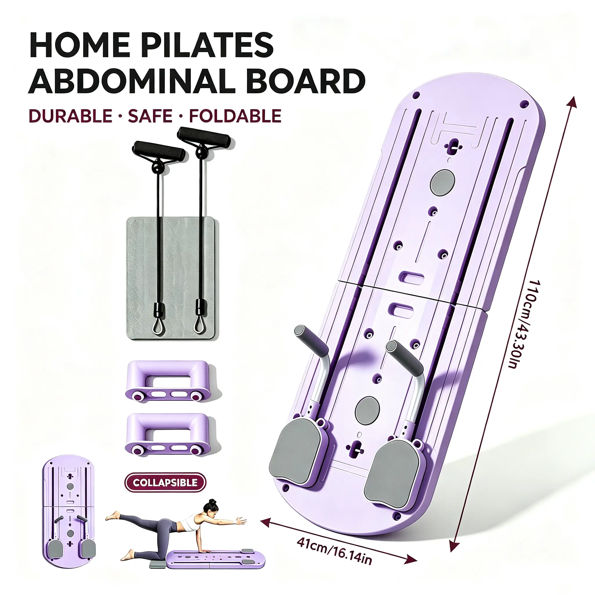 8-in-1 Multifunctional Folding Board - PP Material, Deformation-Resistant, Safe & Reliable, Unisex At Home Ab Training Workout Equipment with Resistance Band Workout Bands, Summer Essential Gift, Home Gym, Deformation Res., Pp Plastic