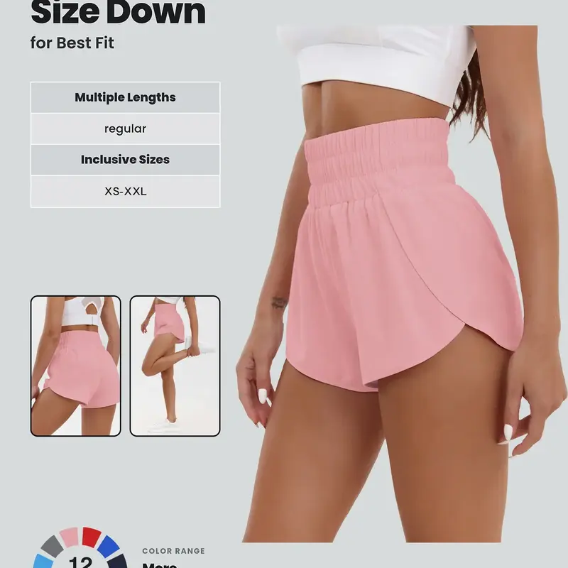 Summer Women's High-Waisted Casual Athletic Shorts, Comfortable Stretch Running Gym Shorts, Stretchy Sports Shorts