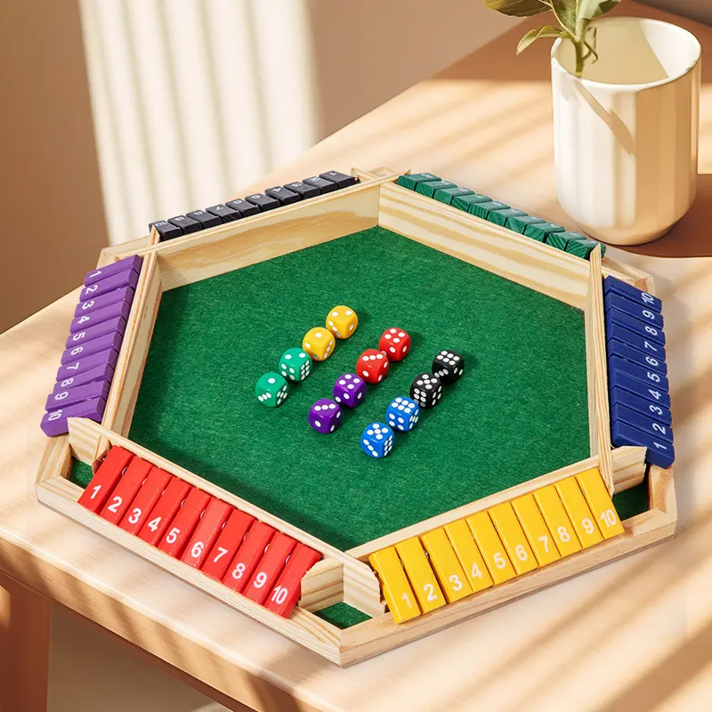 Shut The Box Dice Game, 2-6 Player Wooden Board Game for Family Night | Math Learning Game for Kids & Adults | Portable Tabletop Game for Travel, Party, Classroom | Fun Christmas Gift Ideas