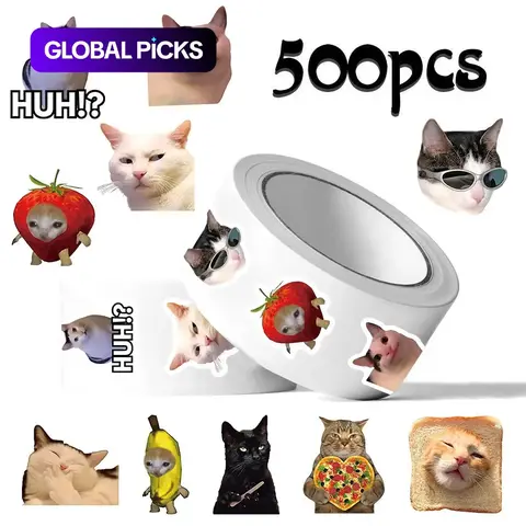 500Pcs Meme Abstract Goofy Weird Cartoon Cat Washi Roll Stickers, Fun Stickers, Aesthetic Dopamine Kawaii Style for Junk Journal Scrapbook Planner Cups Laptops Travel Suitcases DIY Crafts Birthday Gifts #GLOBAL PICKS