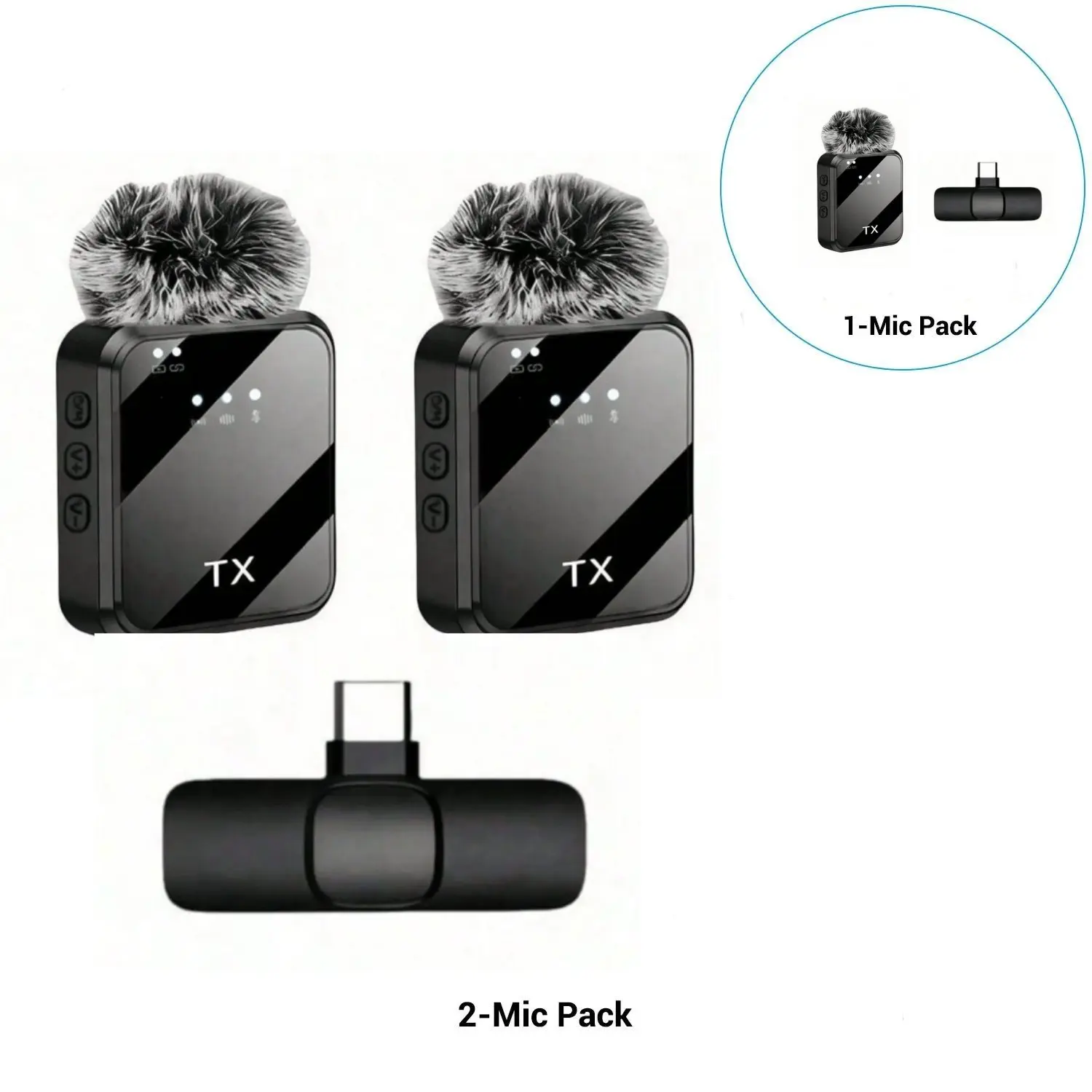 Professional Wireless Lavalier Microphone, Wireless Lapel Mic, Plug-And-Play, Smart Noise Cancellation, USB Interface, Rechargeable Battery, Ideal for Vlogs