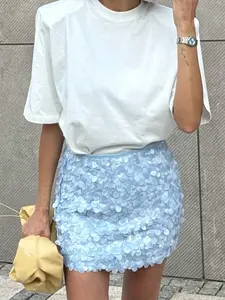 Women's Summer Sweet Cool Sequin Skirt, High Waist A-Line Slimming Cut, Perfect for Parties, Dates, Outing Photos, Daily Wear