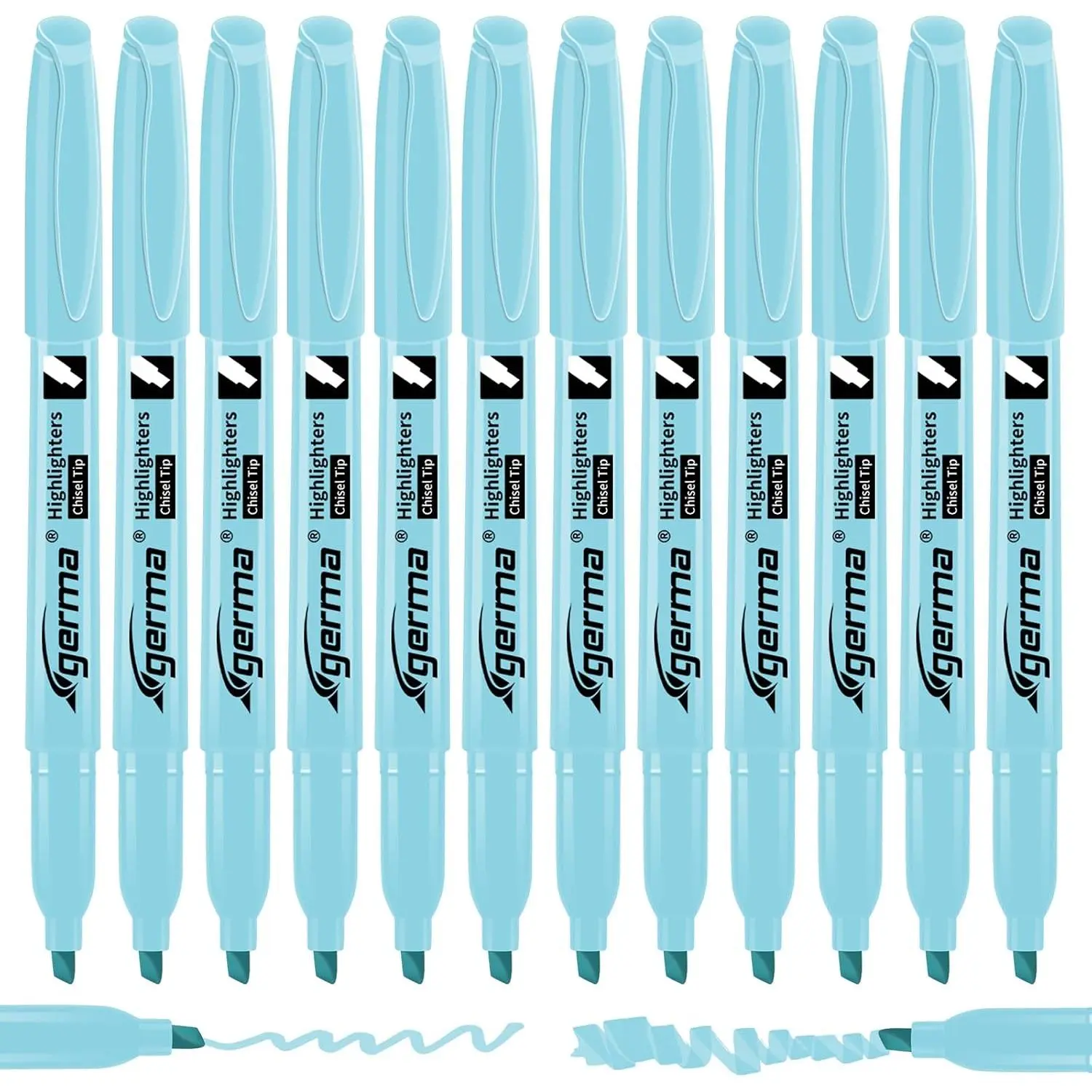 Blue Highlighters 12 Pack, Mild Pastel Color, Chisel Tip  Highlighters No Bleed, Quick-Drying, Cute Aesthetic Markers for Journaling,  Study, School Office Supplies