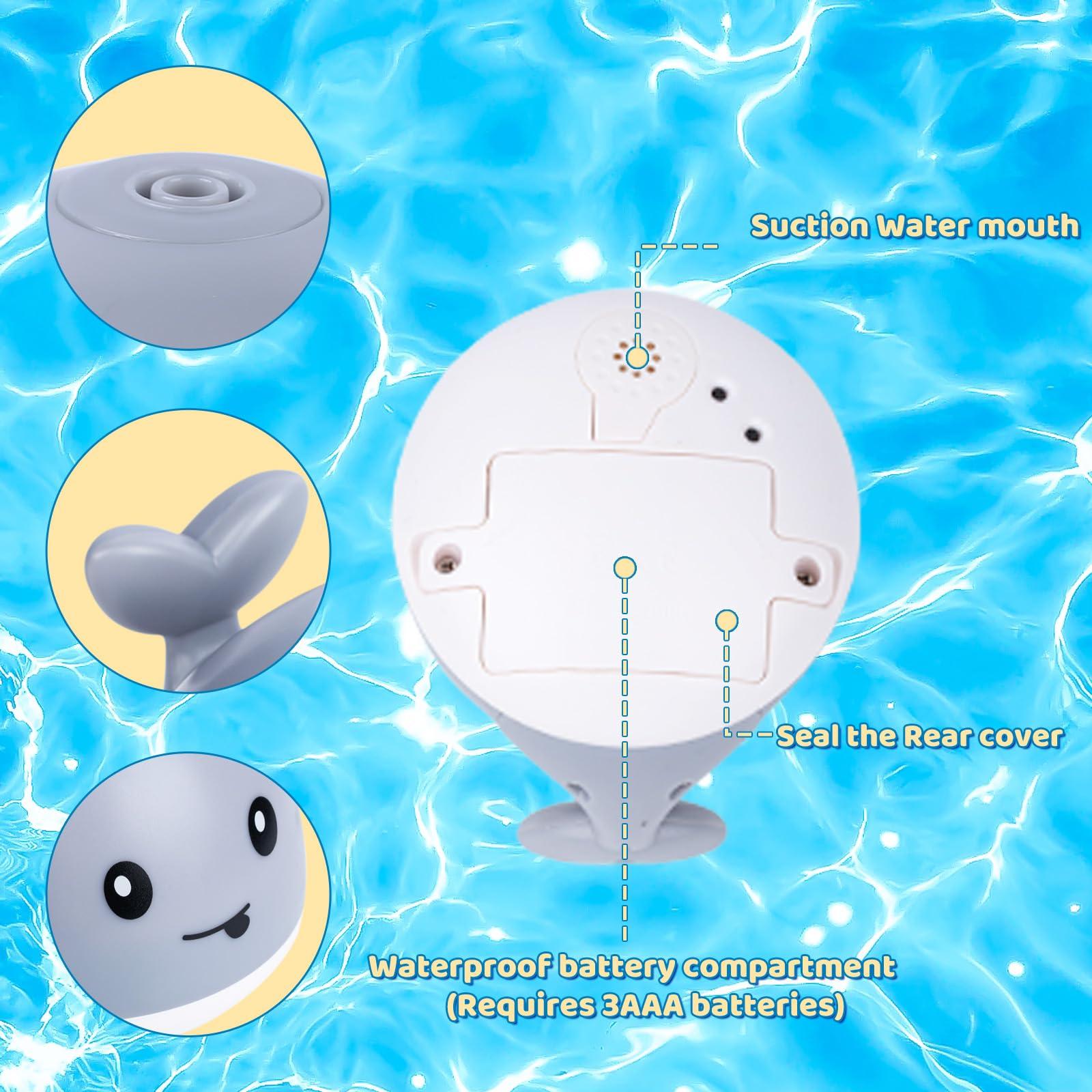 Electric Sensory Water Whale Bath Toy with Lights, USB Rechargeable Battery Included, Summer Bathroom Playtime Fun for Kids