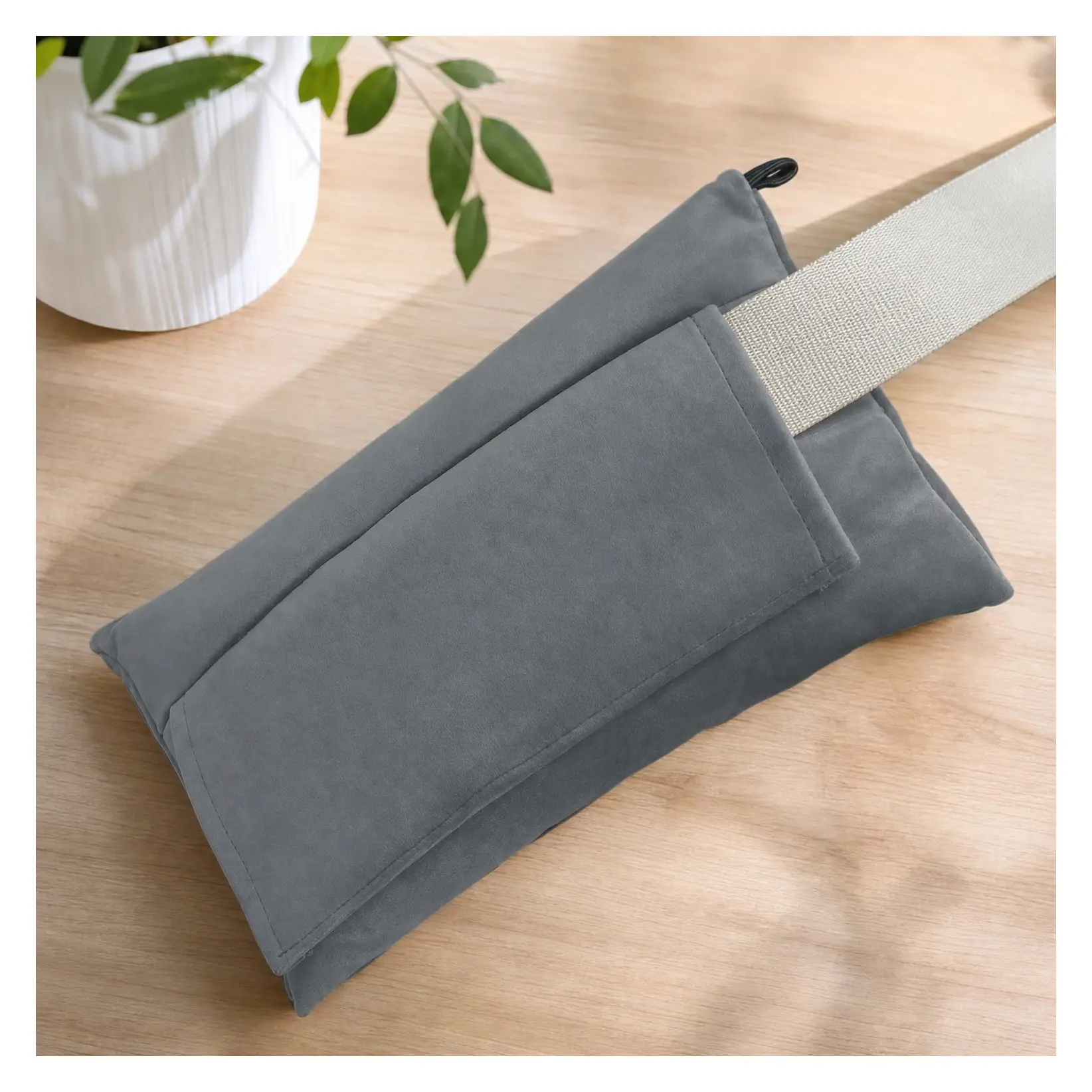 Post-Surgery Seatbelt Pillow for Pregnancy, Mastectomy & Hysterectomy Recovery – Soft Velvet Cover, Secure Seatbelt Fixation, Machine Washable, Relieves Wound Pressure, Prevents Shifting While Driving, Dark GrayGift