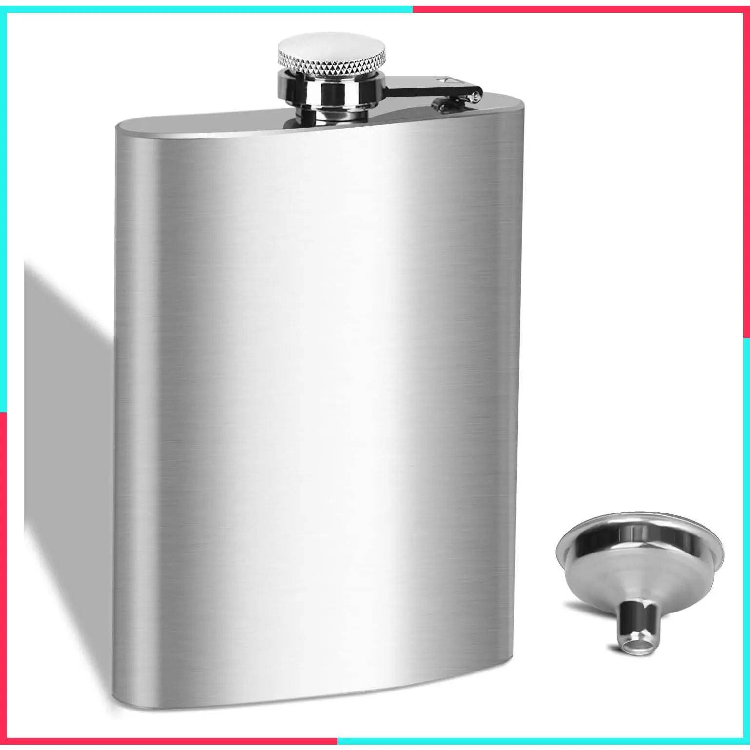 8 oz Leakproof Stainless Steel Flask for Men with Funnel - Ideal for Camping and Gifting