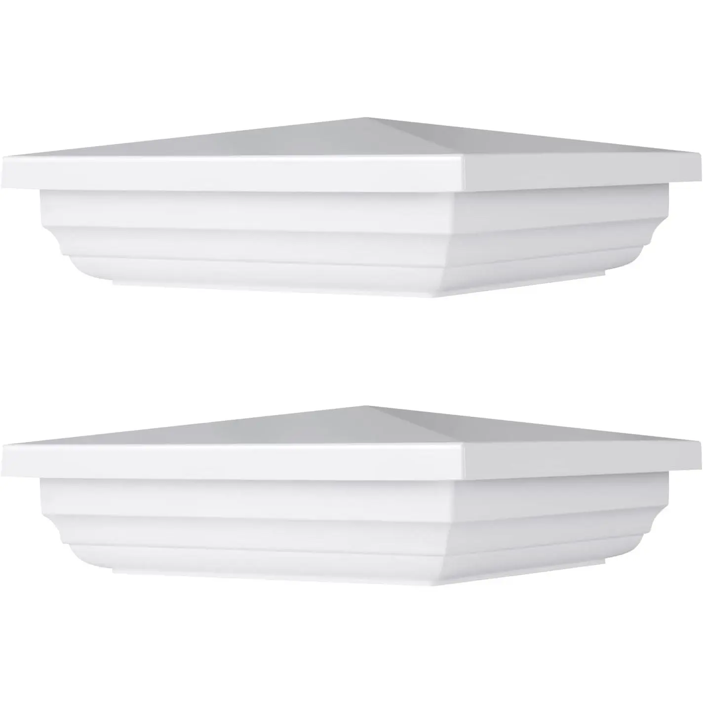 5 x 5 Inch White Vinyl Pyramid Post Caps for Fence Post, Waterproof UV Resistant Square Top Cover, 2 Pack