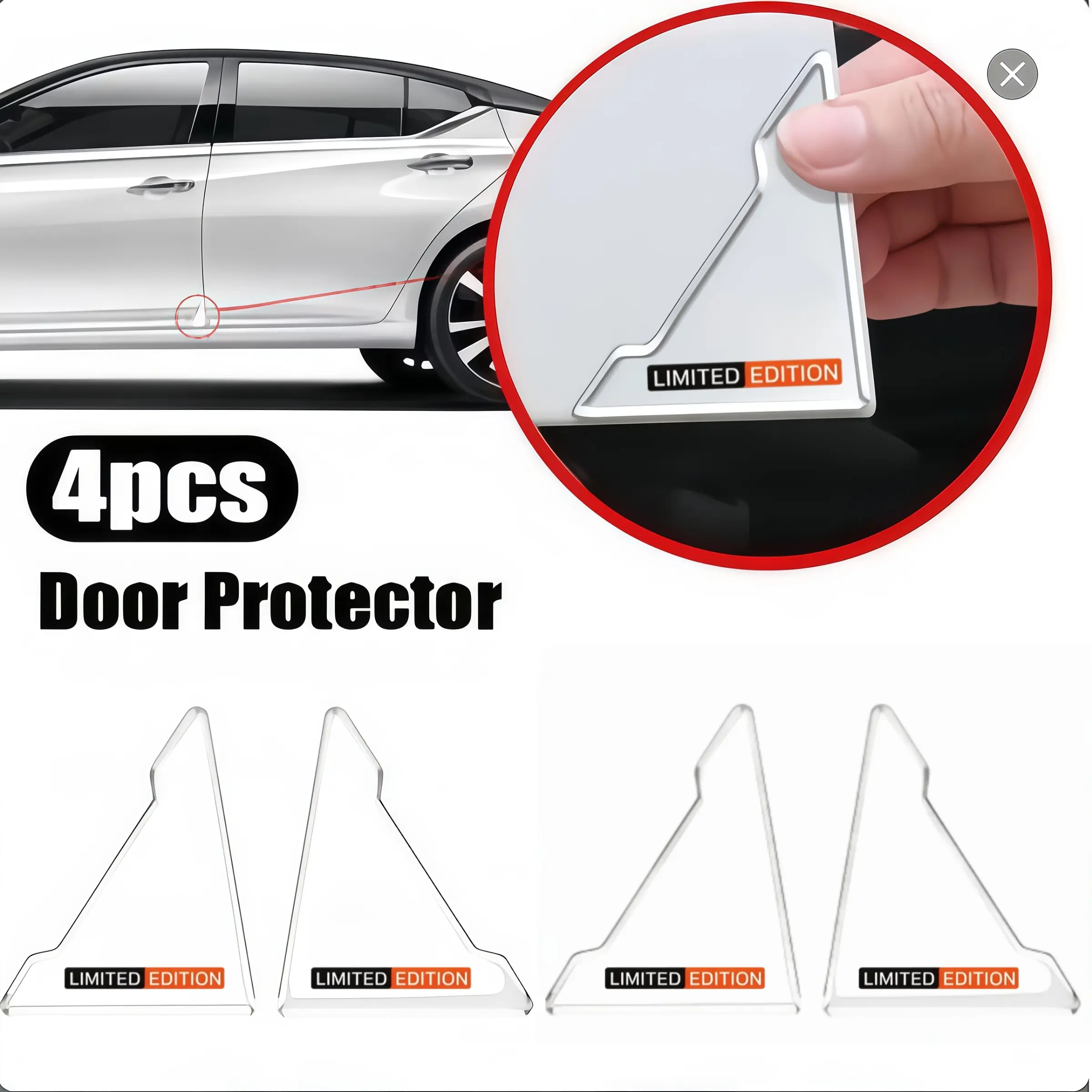 4Pcs LIMITED EDITION Car Door Corner Protector, Universal Anti-Collision Door Edge Guard Sticker, Auto Exterior Decor Accessories Anti-Scratch Decal, Car Decorative Stickers
