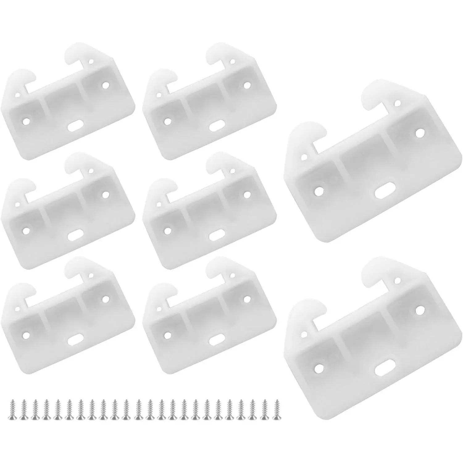 8 PCS White Plastic Drawer Guides Track Rail Slides Brackets