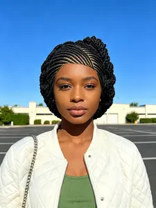 6 Inch Full Lace Wig, Cornrow Braided Updo Style, No Shedding Tangle-Free, Natural Look for Women, Stylish Hair Accessory