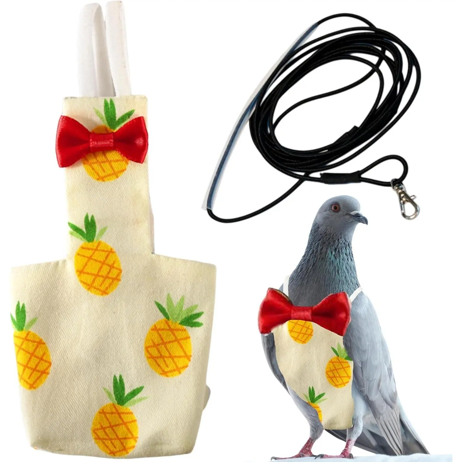 Bird Diaper Pants Harness and Leash for Pigeons Cockatiel Parrot Parakeet Parrot Clothes (XL-Pineapple)