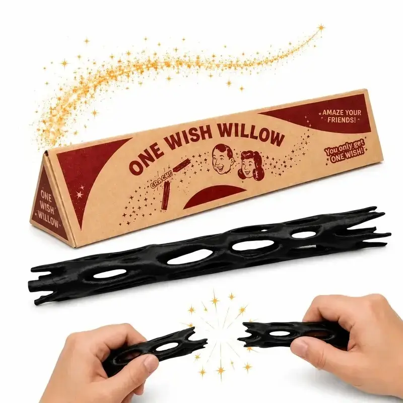Fantasy One Wish Willow Wood Wand Set with Storage Box, Magic Theme Toy Props for Cosplay, Halloween Party, Photo Booth, Gift & Collection