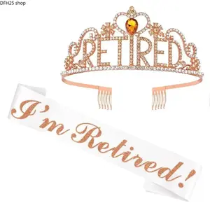 Retirement Crown Headband for Women, Rhinestone Letter Hair Accessory with Decorative Design for Celebrations, Gatherings and Special Occasions