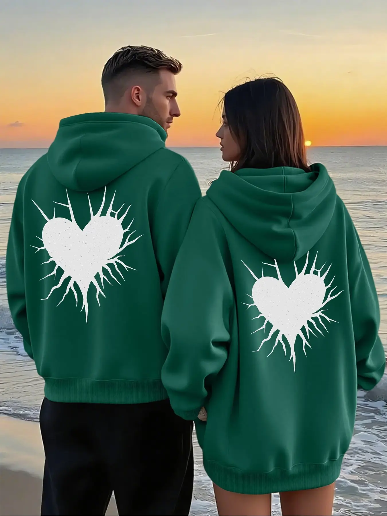 2Pcs Unisex Zip Up Hoodies With Simple Geometric Print, Loose Pocket Sweatshirts, Fade & Shape Retaining After Washing, Durable Daily Wear For Autumn Winter
