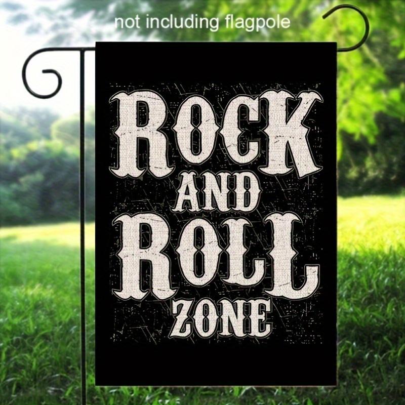 1pc, Rock And Roll Zone Garden Flag, Yard Outdoor House Room Decoration Banner, 12x18 In, Gifts For Families Friends Rock Lovers(ONLY FLAG)