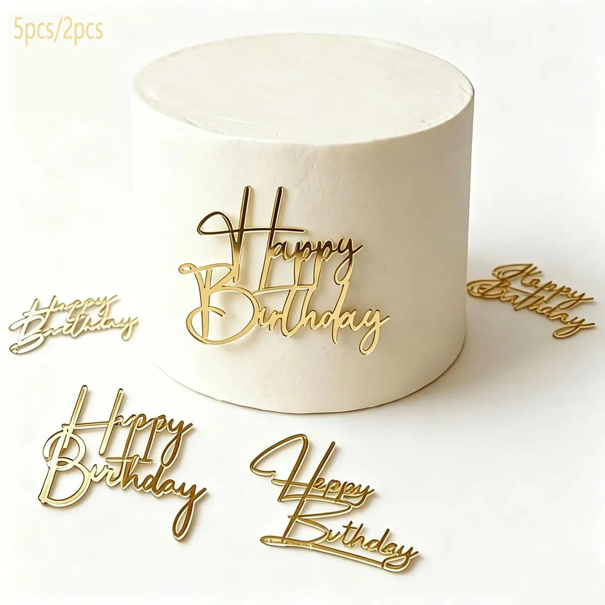 5pcs/2pcs Happy Birthday Cake Topper Decorations, Acrylic Letter Cake Decoration, Birthday Party Cake Decor, Birthday Gift, Table Centerpiece, Cake Decorating