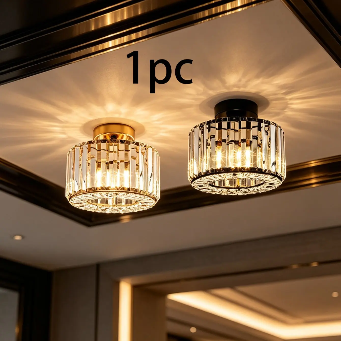 Round Metal Frame Crystal Lamp Shade, Vertical Transparent Crystal Lamp Shell, Ceiling/floor Light Replacement, Luxury Decor Accessory