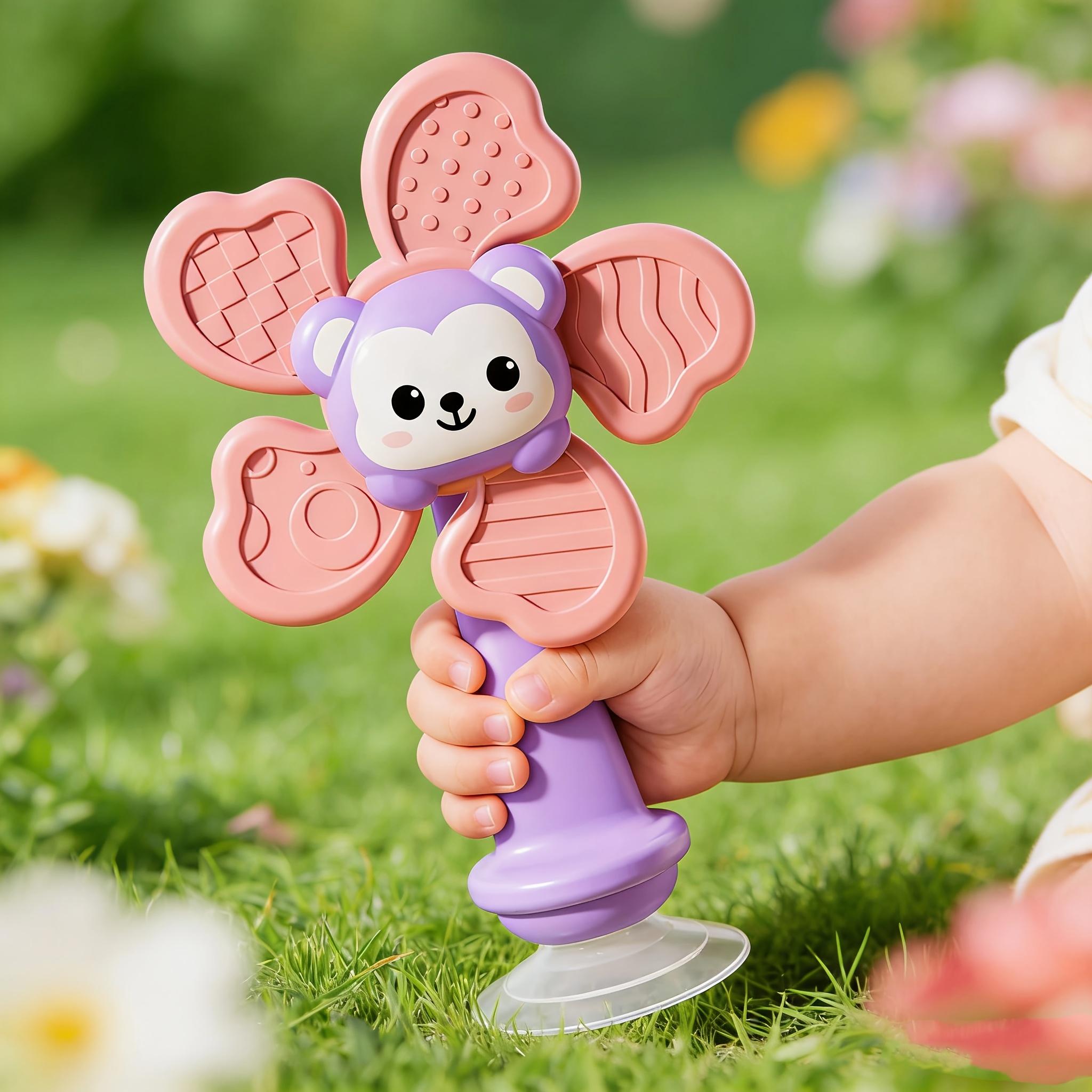 Children's Room Toys: Portable Suction Cup Windmill Toys, Manual Rotating Animal-Shaped Toys, Sensory-Motor Development Toys for Feeding & Travel