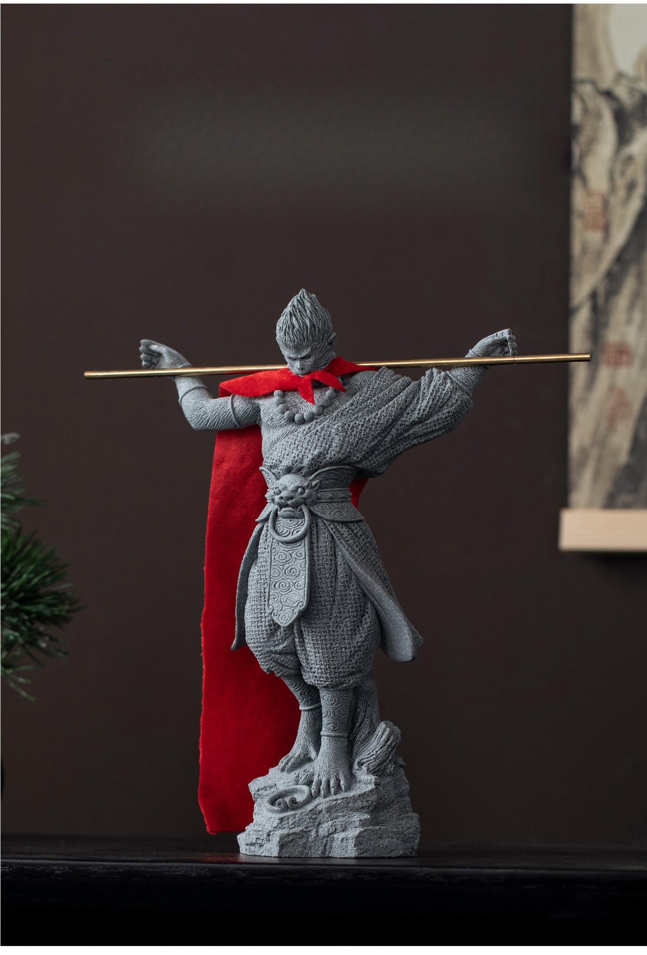 Chinese-style decorative figurine of the Buddha's opponent, the Great Sage Sun Wukong, for home entrance, tabletop decoration, and aquarium landscaping