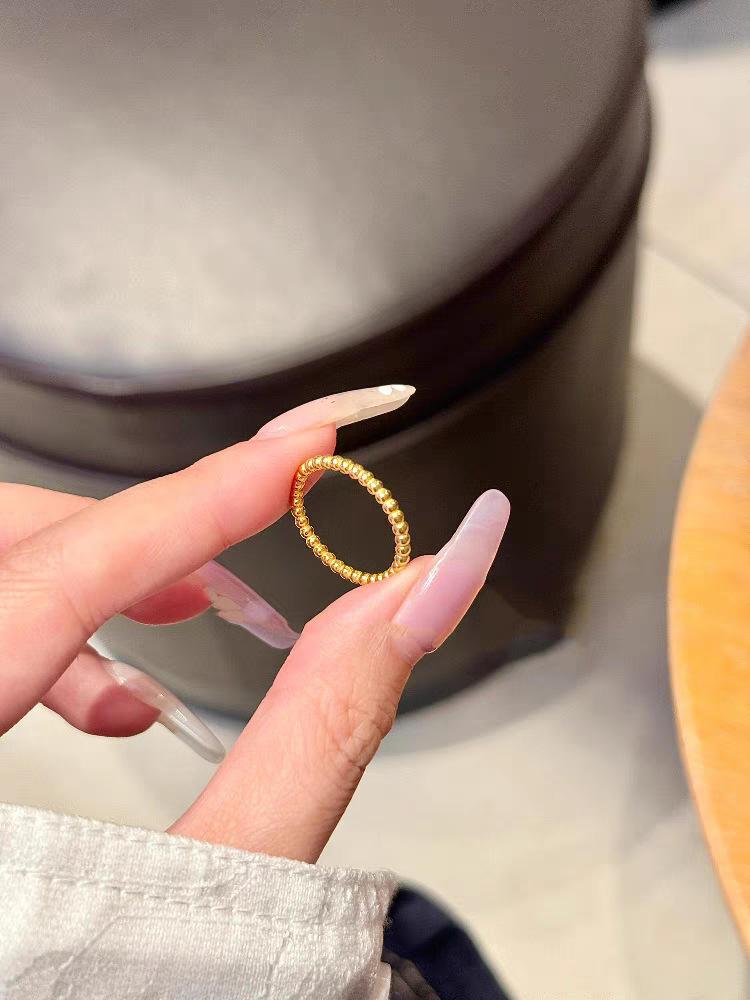 New stainless steel round bead ins ring from Europe and America, fashionable, light luxury and personalized plated ring jewelry