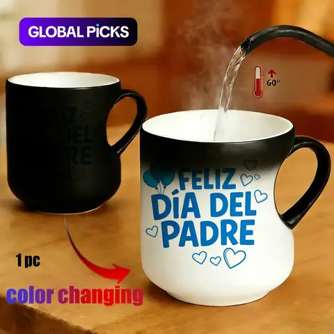 Magic Color-Changing Drinkware Mug with Heart Handle (11oz/330ml), Ceramic Cups, Ceramic Coffee Cup, Thermosensitive Ceramic Fabric, Perfect Gift for Friends, Couples & Mothers Day Mug