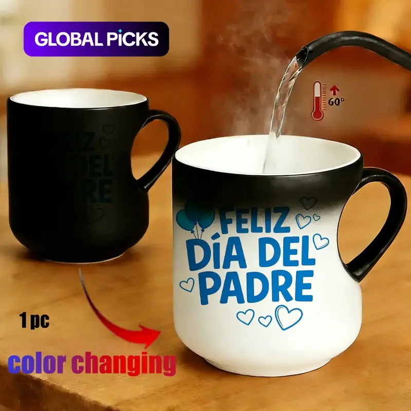 Magic Color-Changing Drinkware Mug with Heart Handle (11oz/330ml), Ceramic Cups, Ceramic Coffee Cup, Thermosensitive Ceramic Fabric, Perfect Gift for Friends, Couples & Mothers Day Mug