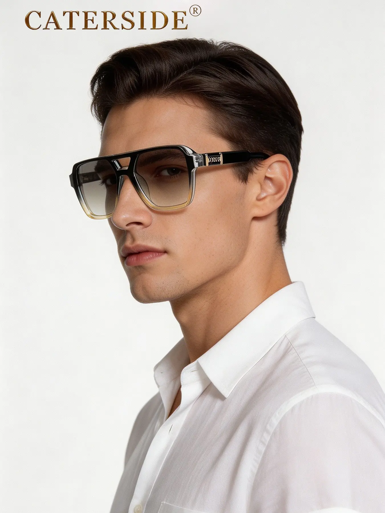 CATERSIDE 1/2/3 Counts Trendy oversized casual sunglasses, flat double-bridge design, retro chic, PC+CP material. Unisex. Great for music festivals, beach, weddings, parties, street photography, travel, road trips, cycling.