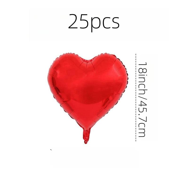 Heart Shaped Foil Balloon, 25/50pcs Romantic Balloon for Birthday Wedding Anniversary Proposal Engagement Decor, Party Decor Supplies