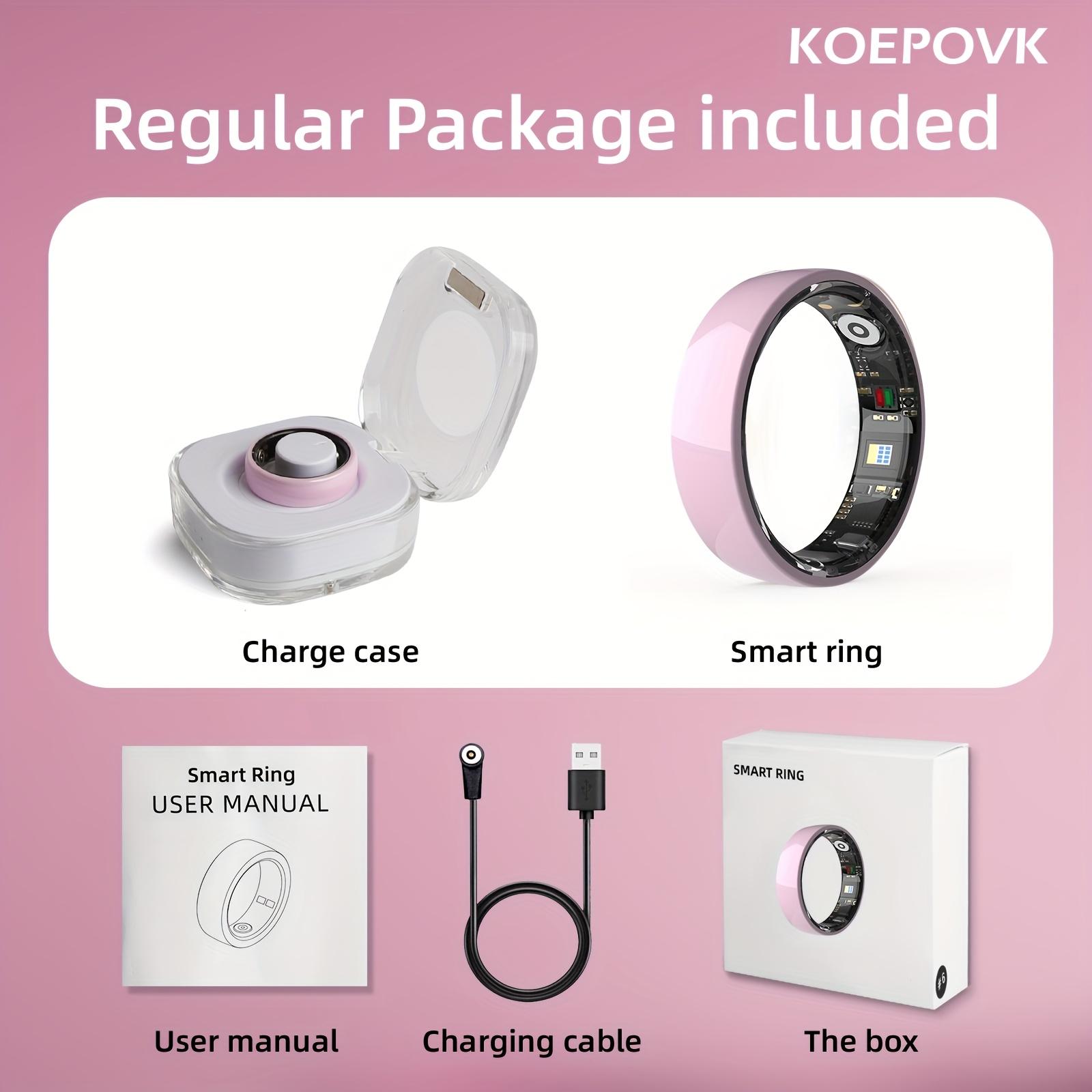 Smart Ring for Men And Women, Crystal Charging Box - Fitness And Sleep Tracker, Step Distance Calorie Monitoring, Multiple Sports Modes, Magnetic Charging, Waterproof, Holiday Gift